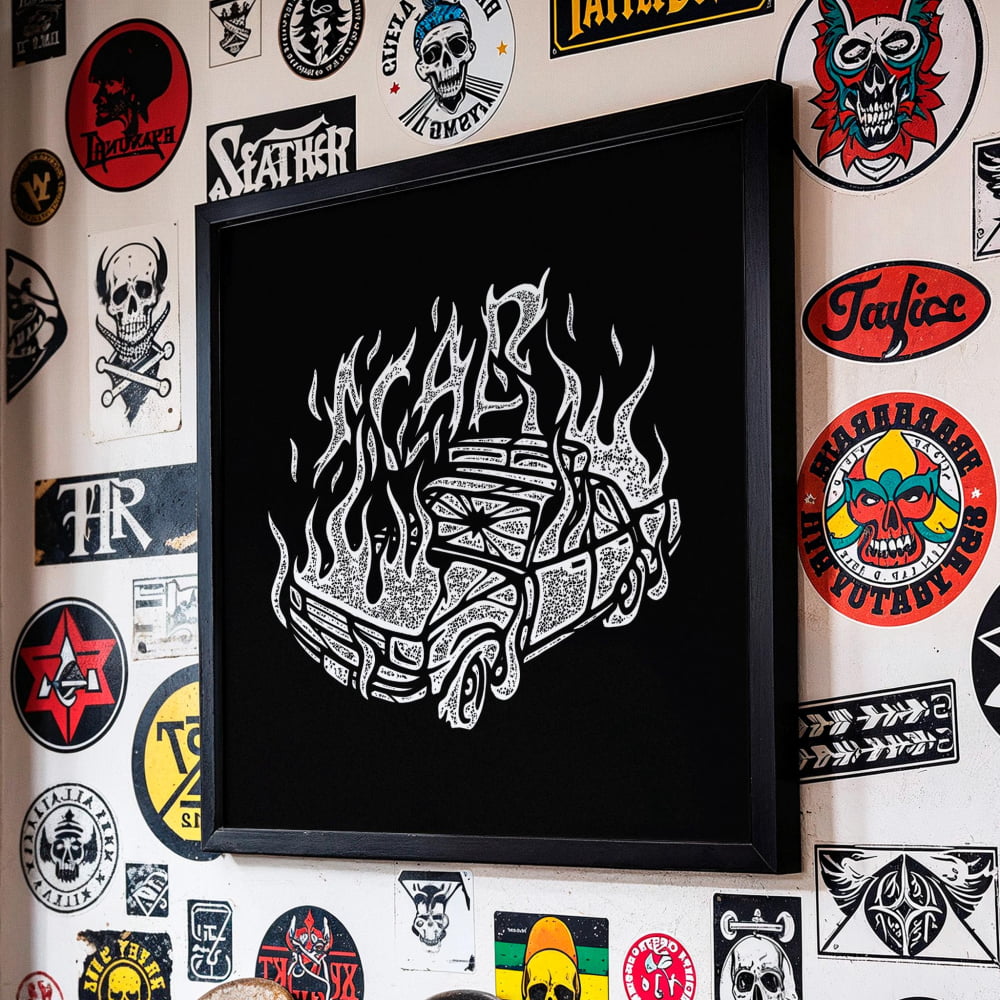 ACAB Political Punk Poster - Defund The Police Burning