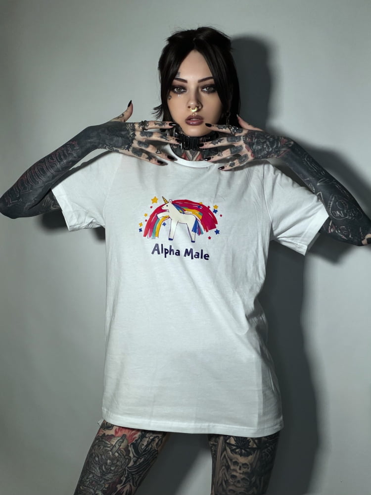 Alpha Male Shirt Unicorn Rainbow T-shirt - Death