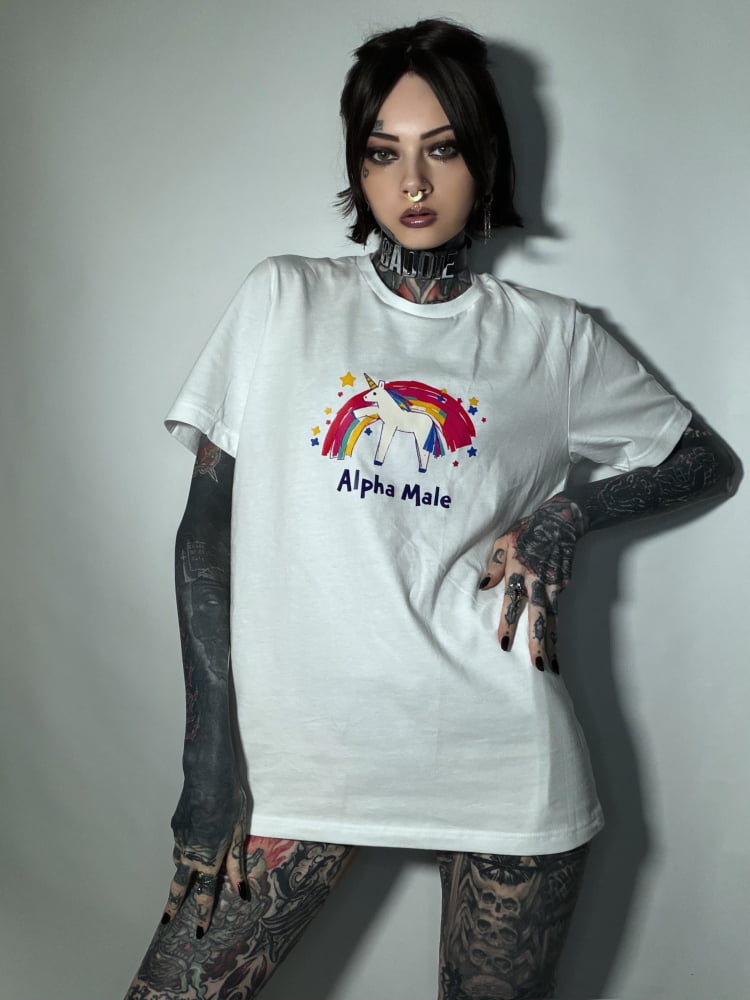 Alpha Male Shirt Unicorn Rainbow T-shirt - Death