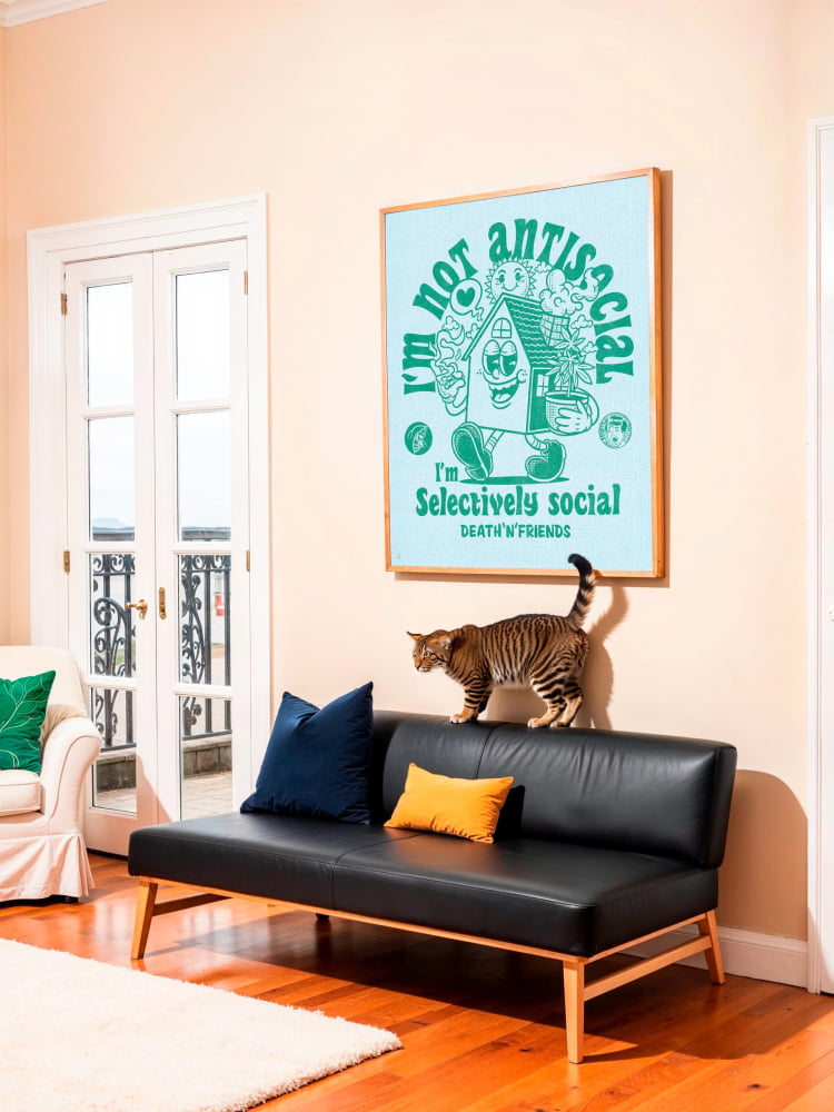 Antisocial Poster - Selectively Social Art | Retro Wall Art
