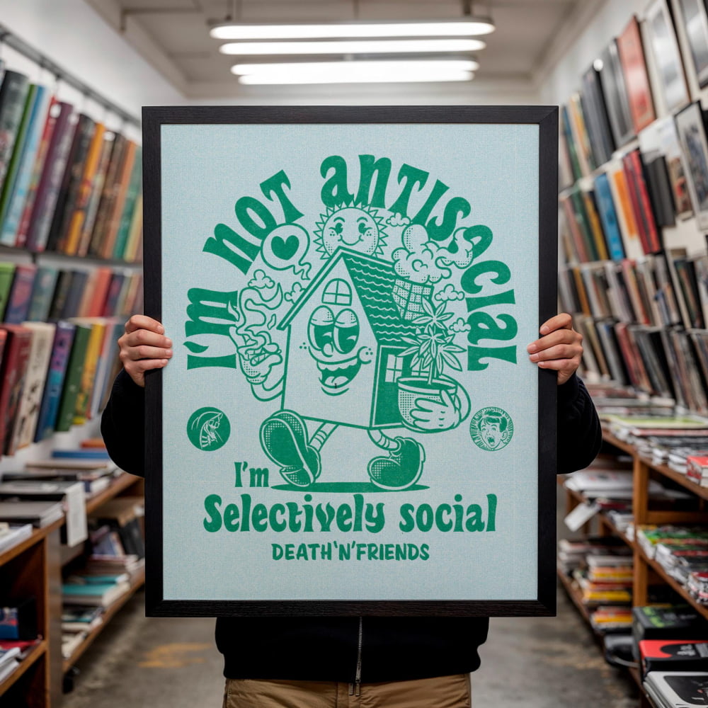 Antisocial Poster - Selectively Social Art | Retro Wall Art
