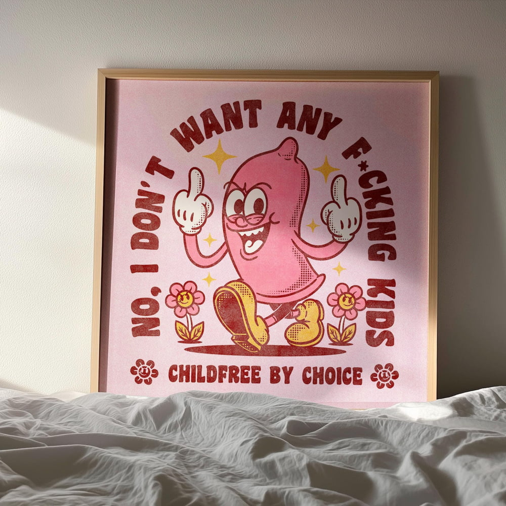 Childfree By Choice Art - Retro Feminist Wall Art | Bold