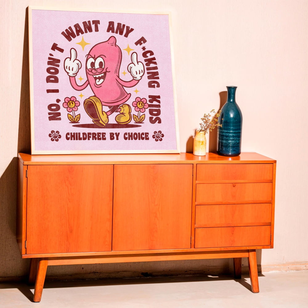 Childfree By Choice Art - Retro Feminist Wall Art | Bold