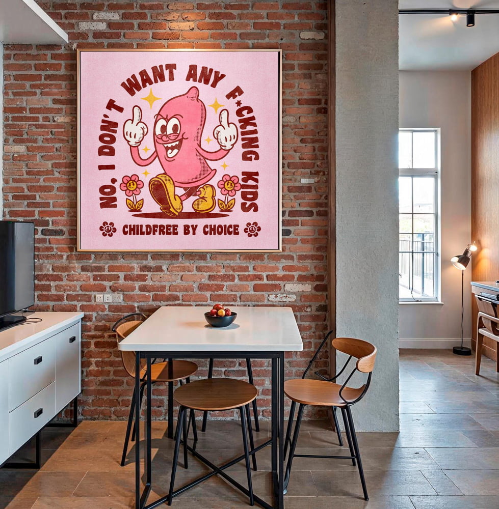 Childfree By Choice Art - Retro Feminist Wall Art | Bold