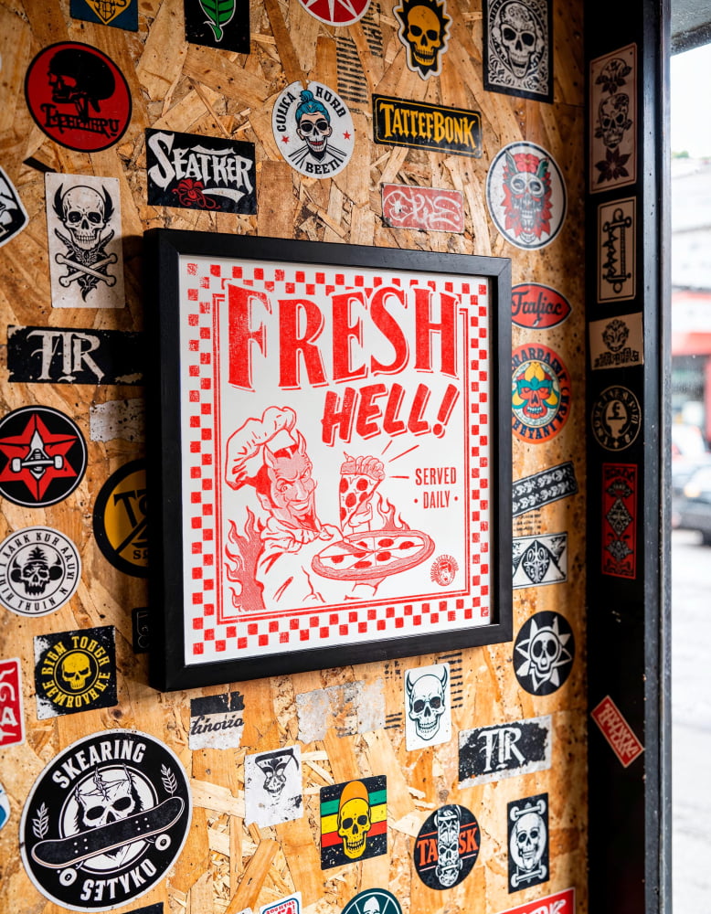 ’Fresh Hell’ Pizza Devil Poster | Mid-Century Modern