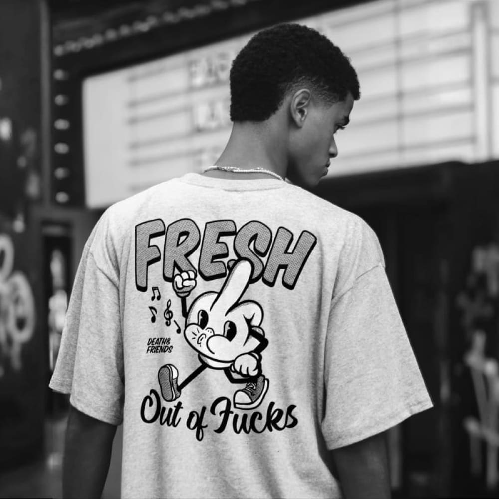 Fresh Out of Fucks T Shirt Death and Friends Funny Swearing