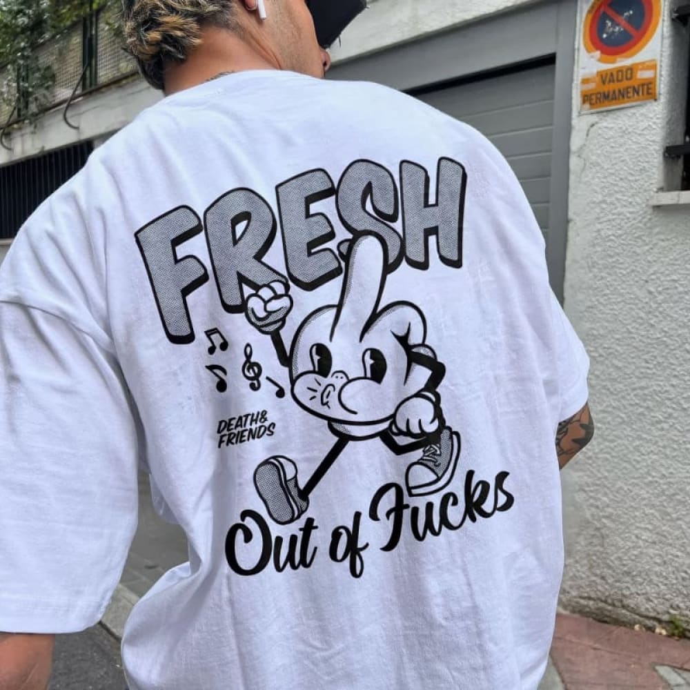 Fresh Out of Fucks T Shirt Death and Friends Funny Swearing