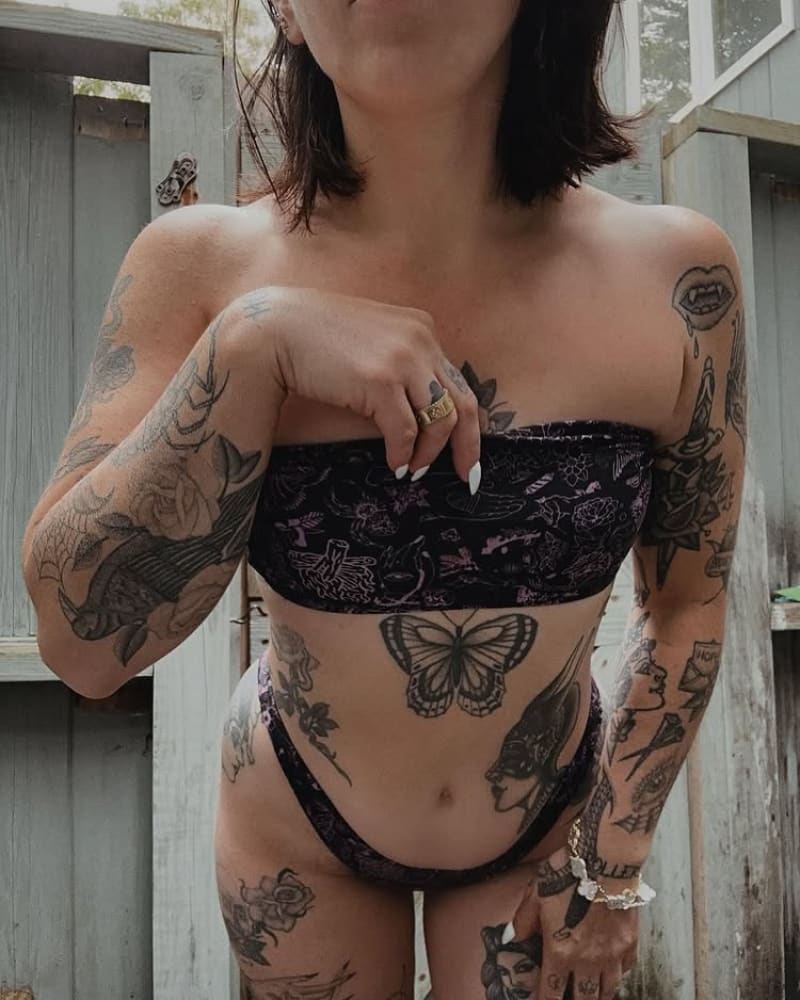 Full Set ’Carbon Sheet’ Tattoo Alternative Bikini Set –