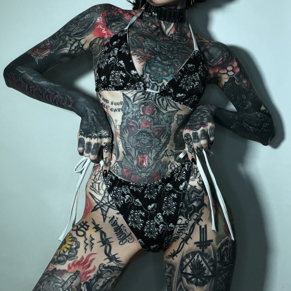 Full-set ’Death Gravevine’ String Skull Bikini Set - Goth