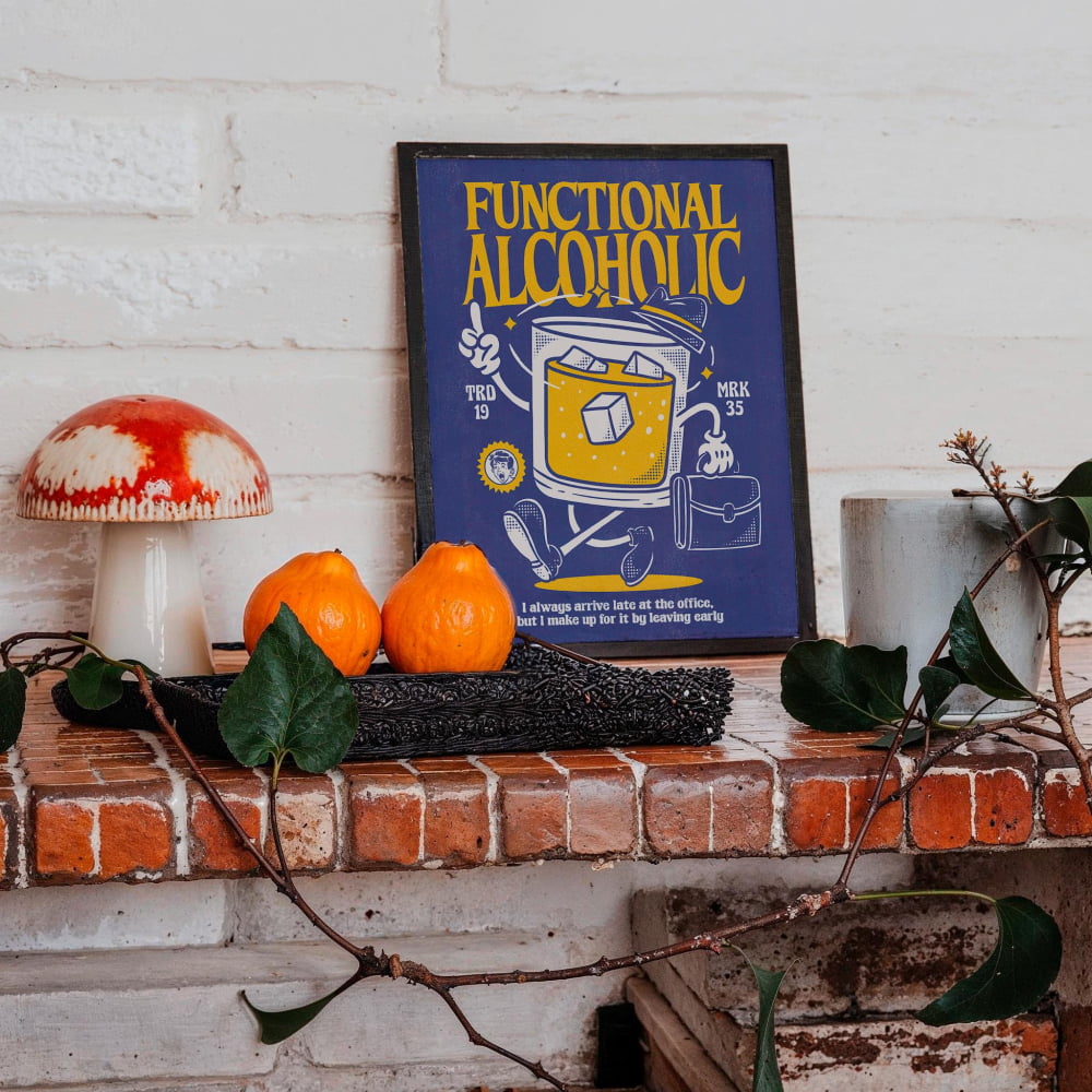 Functional Alcoholic Poster - Retro Bar Decor | Bartender