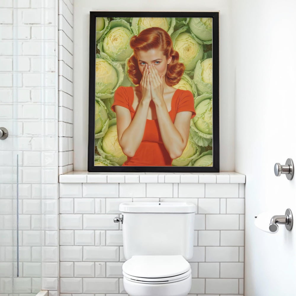 Funny Bathroom Print – Retro Toilet Poster | Maximalist