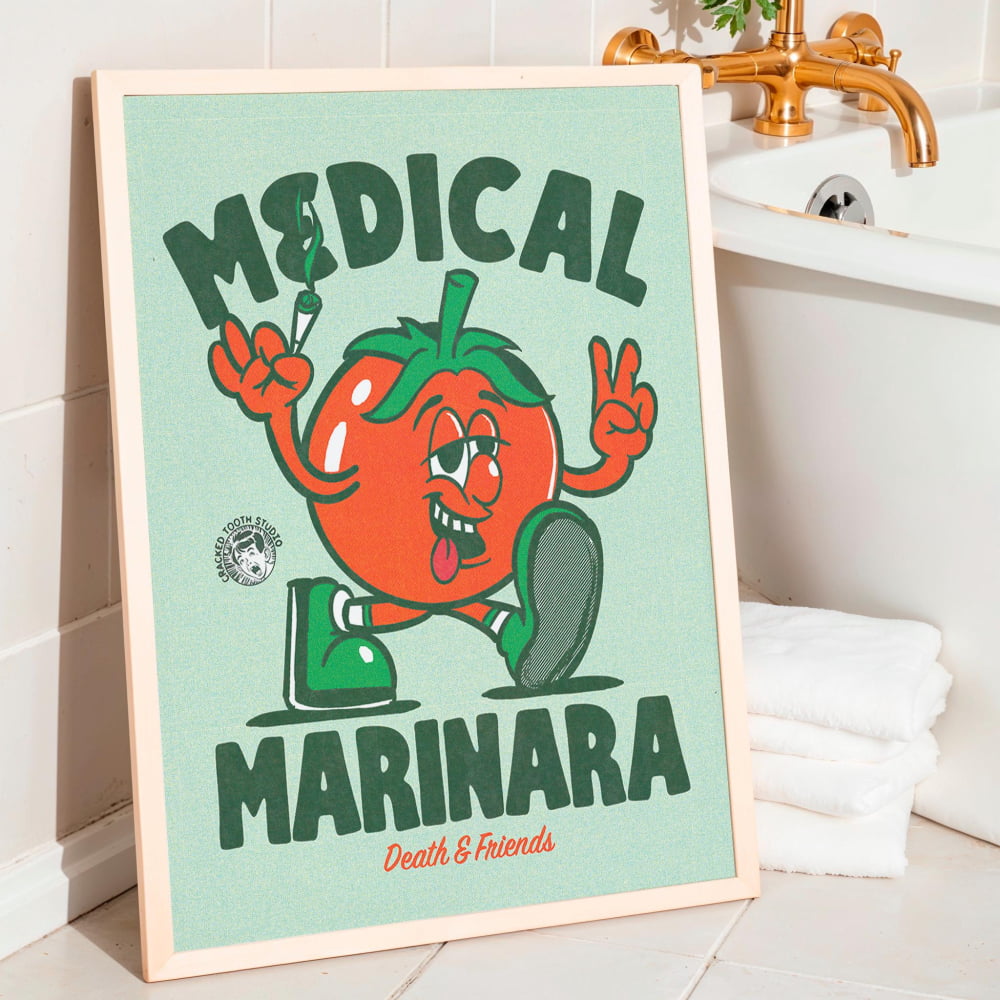 Funny Weed Poster – Medical Marinara Art Print | Retro
