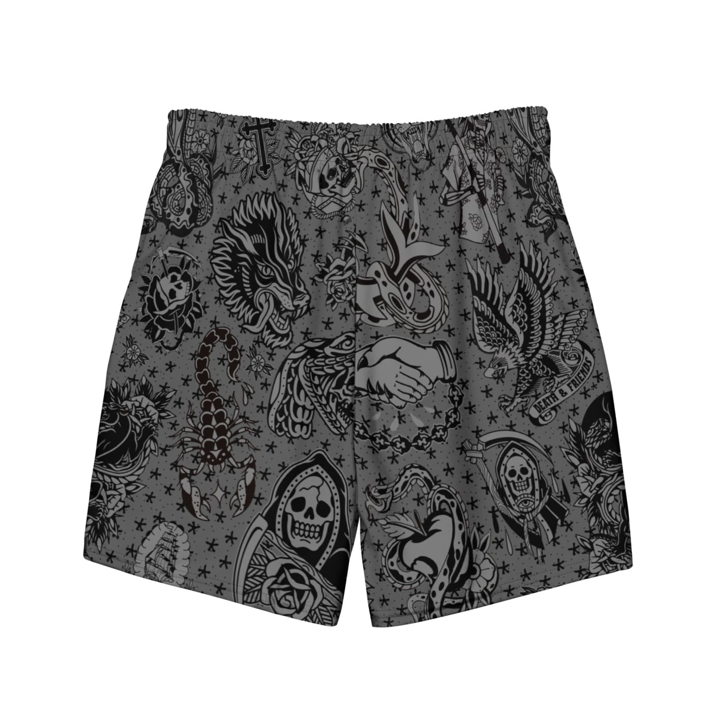 ’Gothic’ Old School Tattoo Eco Swim Trunks - Death &