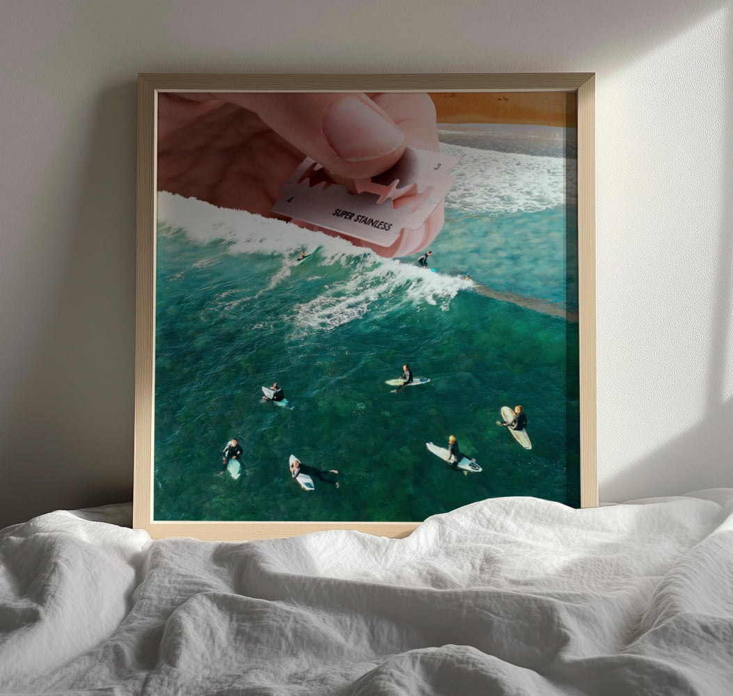 ’Hooked on a Wave’ Vintage Surfing Poster – Retro Surf Art