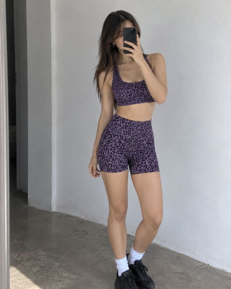 Leopard Purple & Midnight Yoga Shorts - Death & Friends