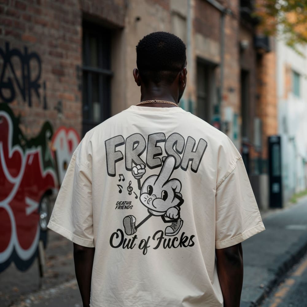 Oversized Fresh Out of Fucks T Shirt Death & Friends Funny