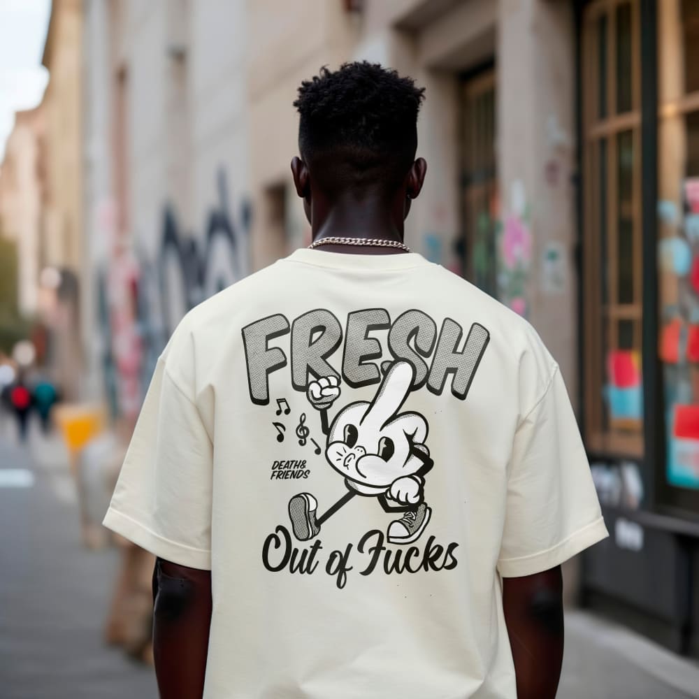 Oversized Fresh Out of Fucks T Shirt Death & Friends Funny