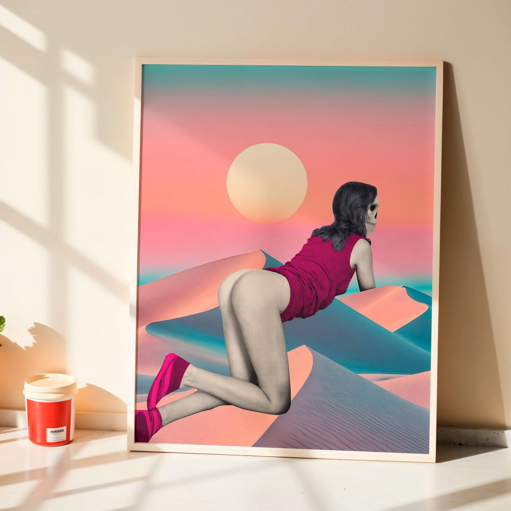 Pastel Surreal Collage – Skull Artwork With Retro