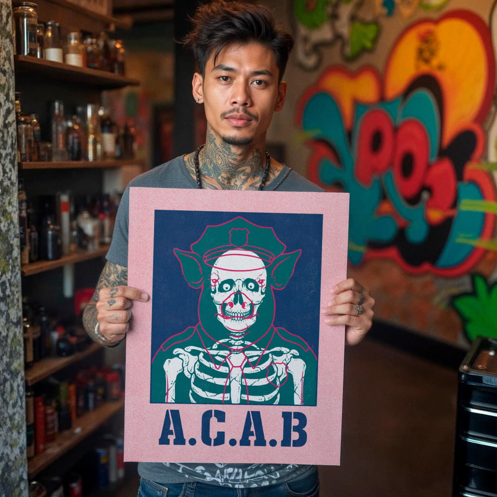Political Punk Poster – Skater Punk Artwork | Defund