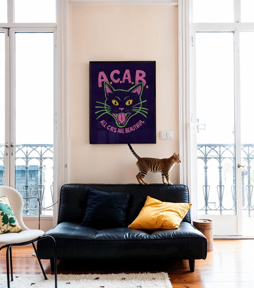Punk Cat Artwork – Skateboarding Poster | Defund The Police