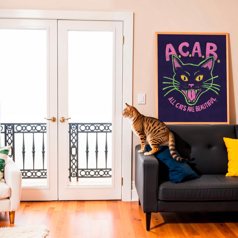 Punk Cat Artwork – Skateboarding Poster | Defund The Police