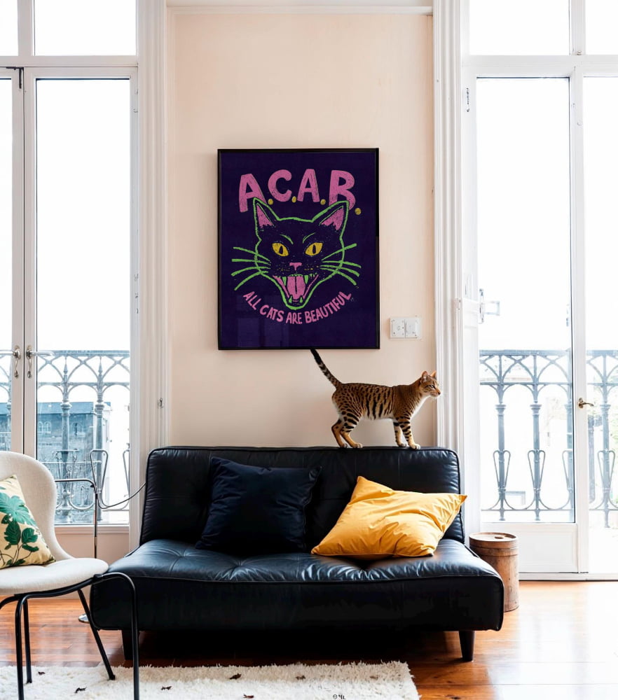 Punk Cat Poster – ACAB Collage Cat Artwork | Skateboard Art