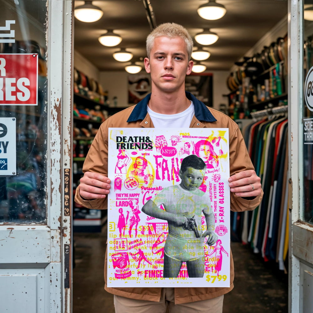 Punk Collage Poster – Little Bad Boy Skateboarding Art