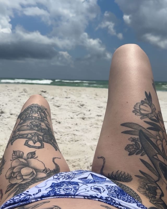 ’Stencil’ Eco String Tattoo Bikini Bottoms - Death