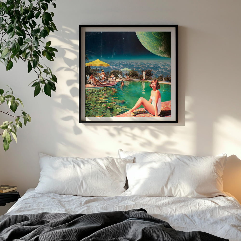 Surreal Collage Art Print – Retro 50s Alien Art | Green
