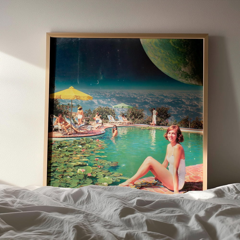 Surreal Collage Art Print – Retro 50s Alien Art | Green