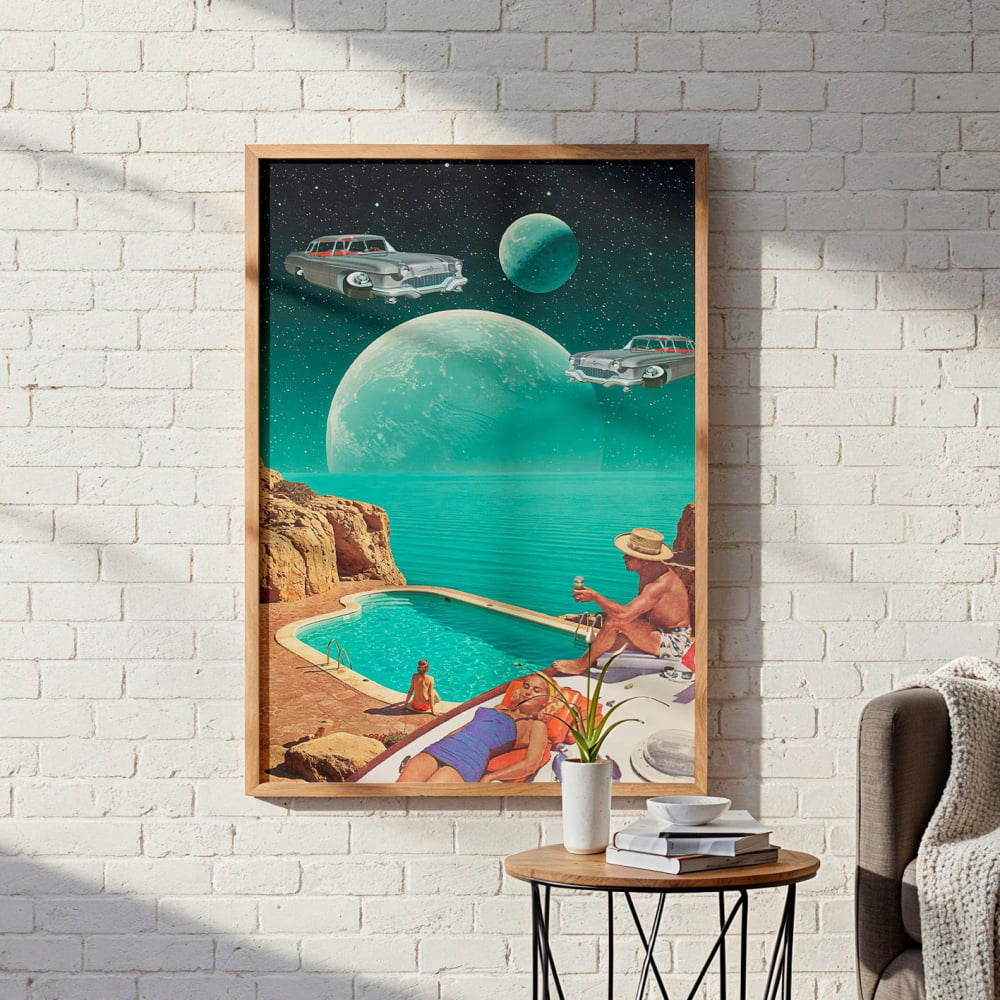 Surreal Vintage Swimmers Art - Cosmic Leisure Retro