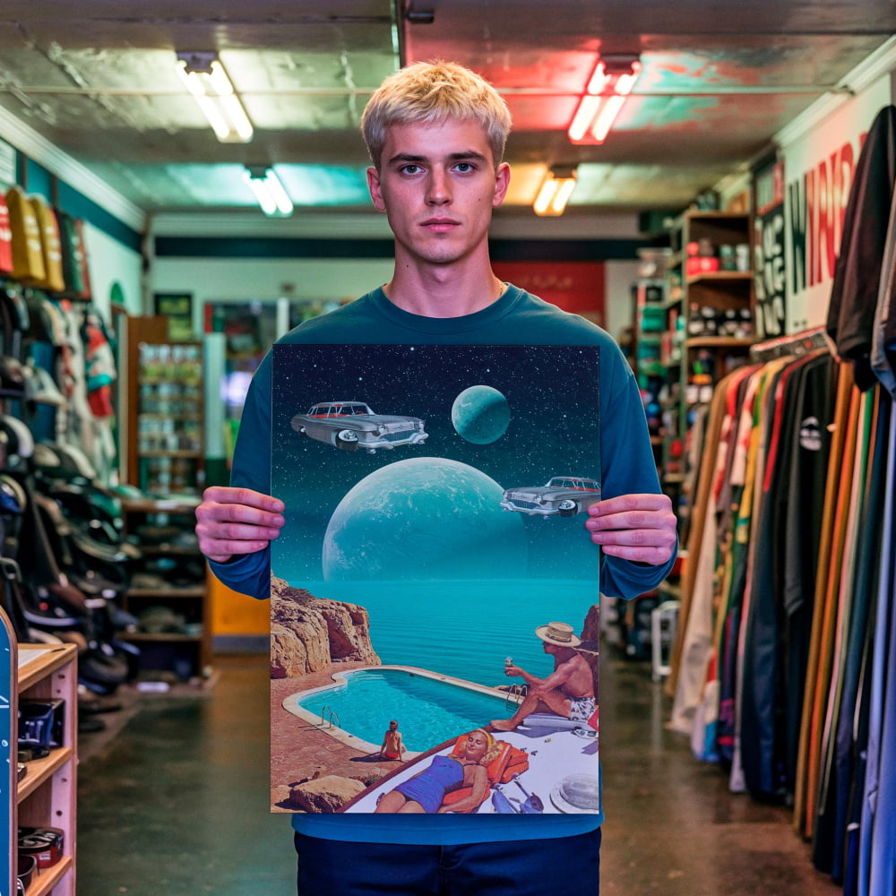 Surreal Vintage Swimmers Art - Cosmic Leisure Retro