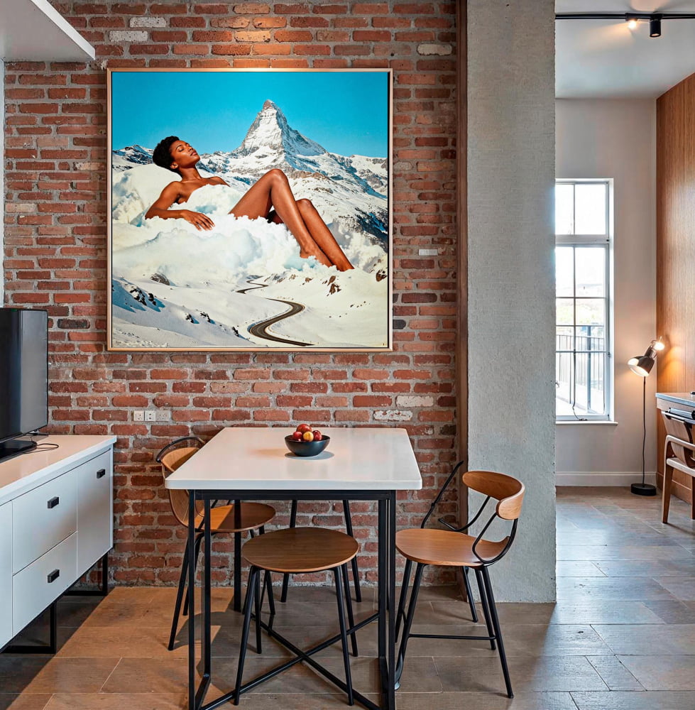 Surrealist Collage Art – Alpine Leisure Retro 1960s Print