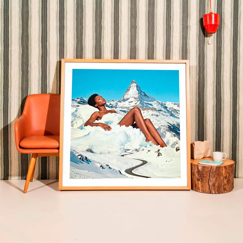 Surrealist Collage Art – Alpine Leisure Retro 1960s Print