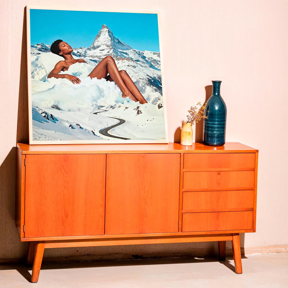 Surrealist Collage Art – Alpine Leisure Retro 1960s Print