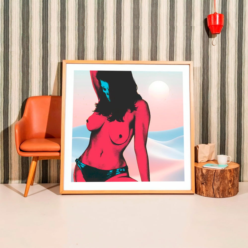 Surrealist Skull Print – Pastel Skull Poster | Retro