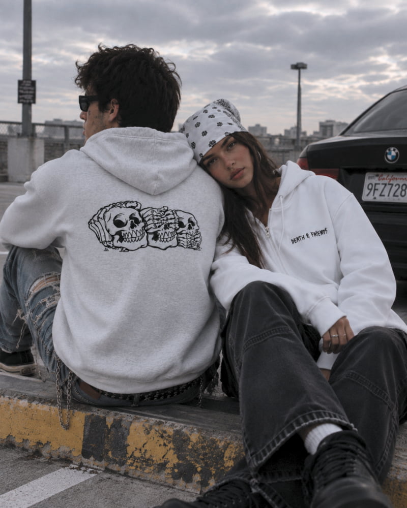 Three Wise Monkey Zip-Up Hoodie - Death and Friends - ’Hear