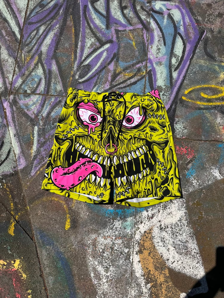 Toxic-Bile Green Board Shorts - Death and Friends - Goth