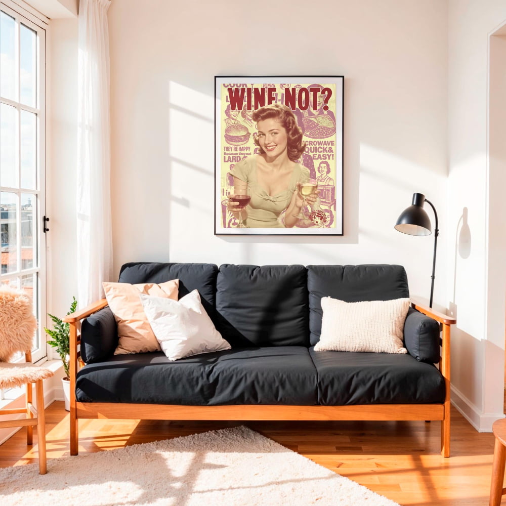 Wine Kitchen Poster – Retro Kitchen Print With Funny Bar