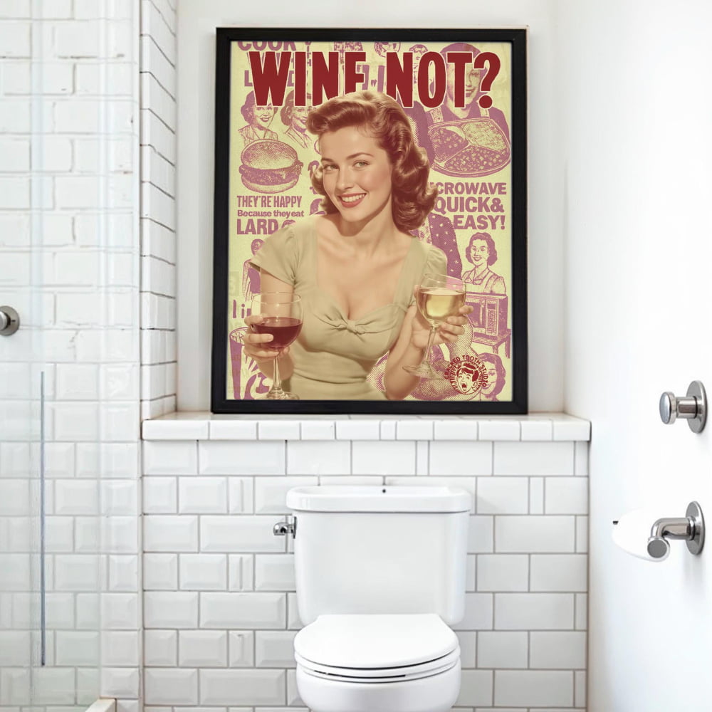 Wine Kitchen Poster – Retro Kitchen Print With Funny Bar