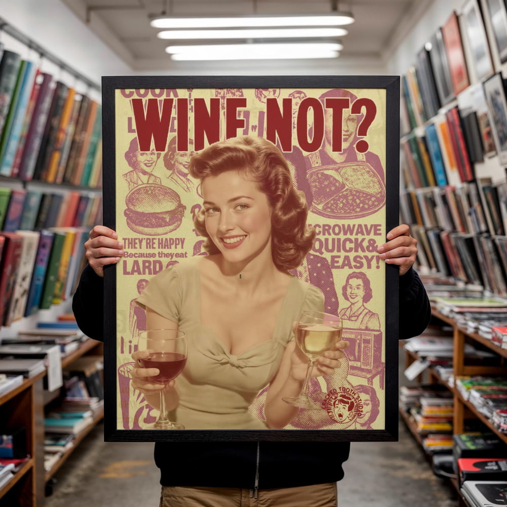 Wine Kitchen Poster – Retro Kitchen Print With Funny Bar