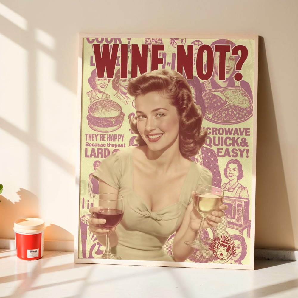 Wine Kitchen Poster – Retro Kitchen Print With Funny Bar