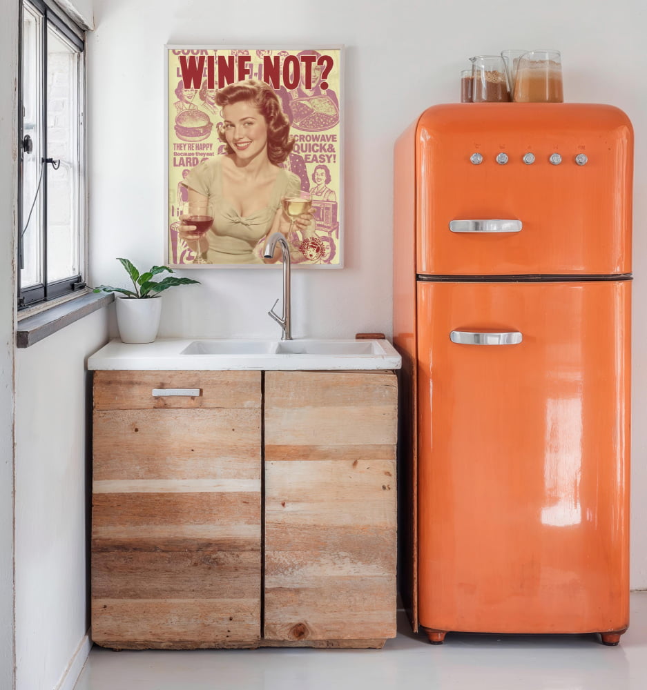 Wine Kitchen Poster – Retro Kitchen Print With Funny Bar