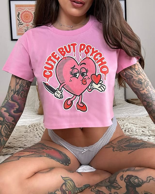 Women’s Cute But Psycho crop top - Death and Friends