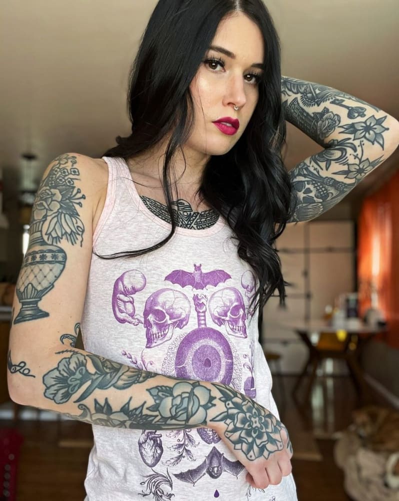 Women’s ’Life&Death’ Fitted Racerback Tank Top - Gothic Gym