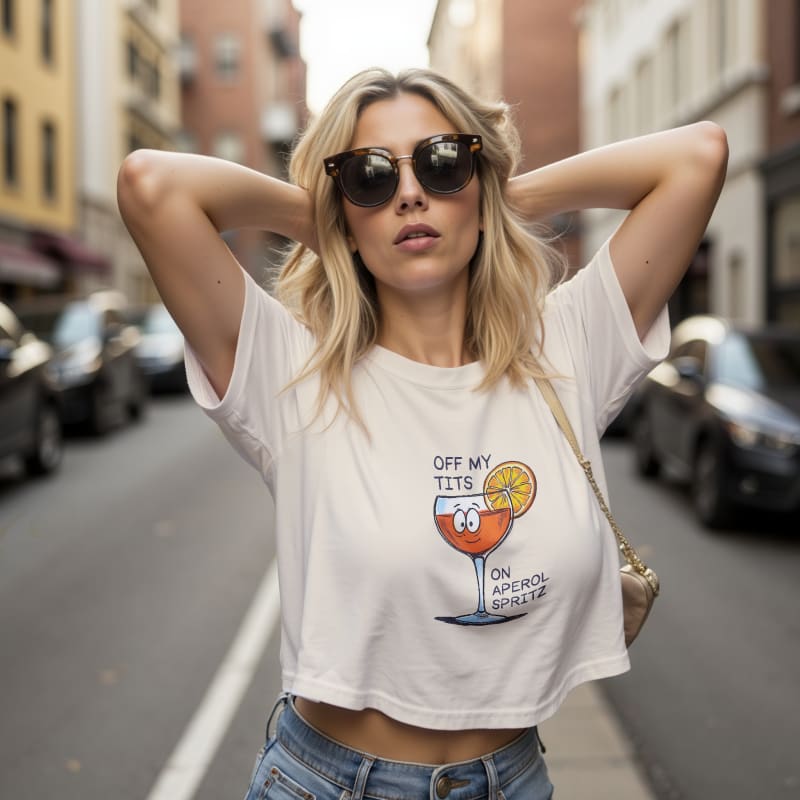 Women’s Off My Tits On Aperol Spritz crop top - Cocktail