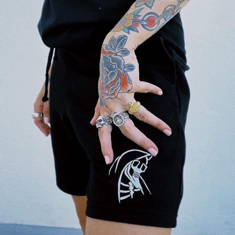 Death and Friends jogging shorts - Goth Workout Clothes -