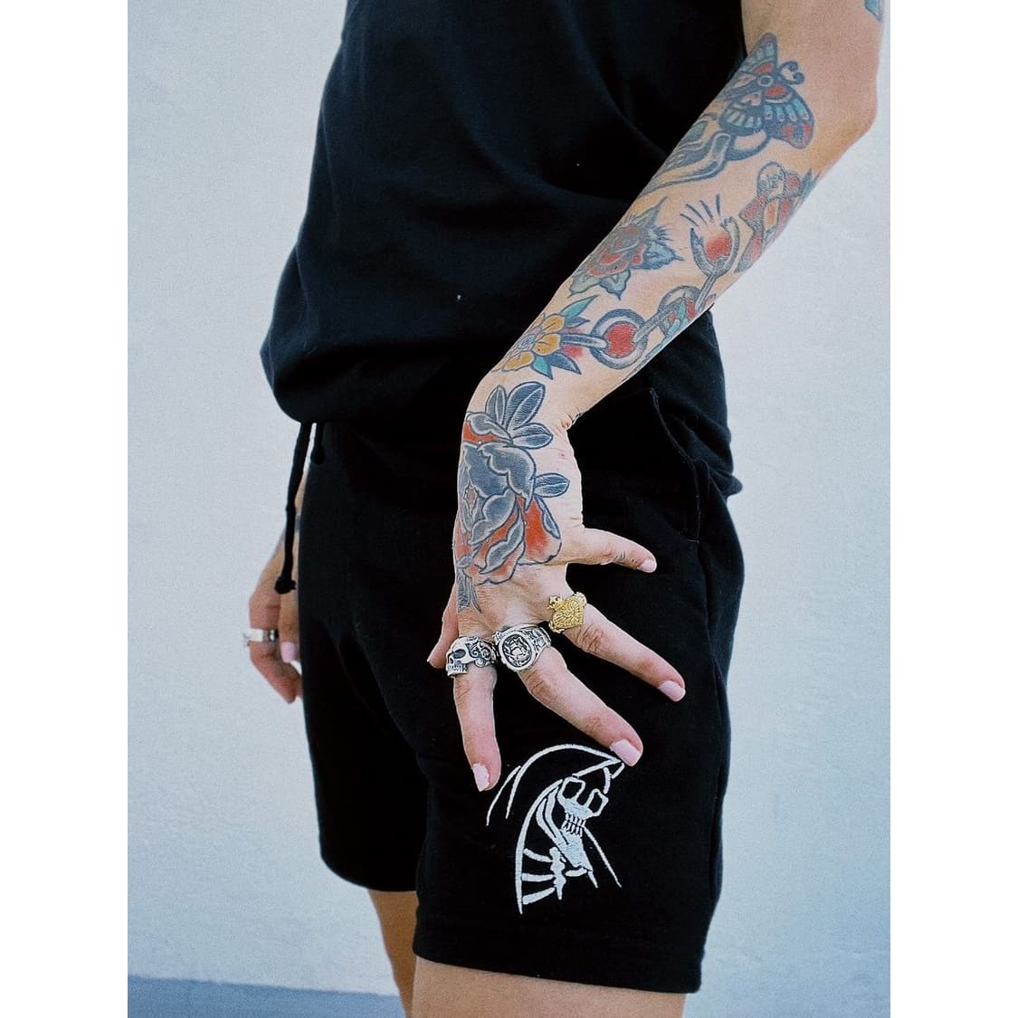 Death and Friends jogging shorts - Goth Workout Clothes -