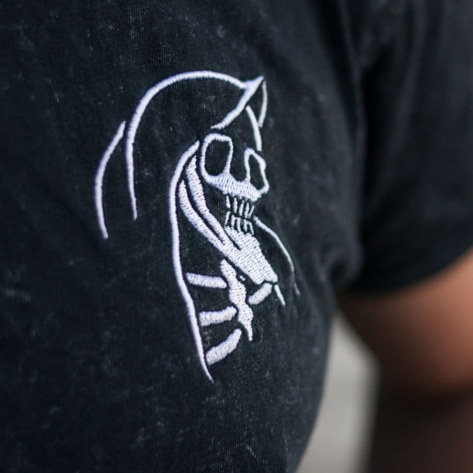 Embroidered Death & Friends Ltd Distressed Stonewashed