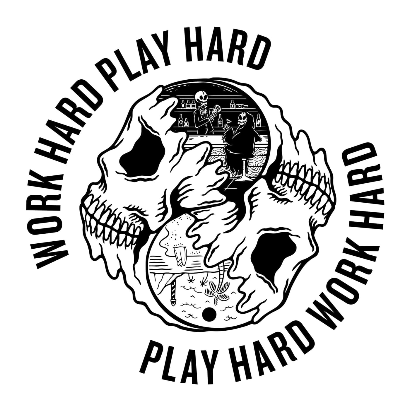 Work Hard Play Hard T-shirt - White Low Life T-Shirt -